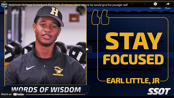 American Heritage Cornerback Earl Little, Jr shares some advice he would give his younger self